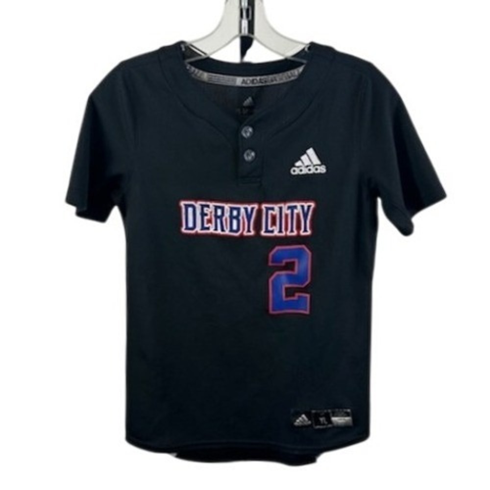 Adidas Derby‎ City Baseball Jersey Shirt Youth Black Number 2 Size Large